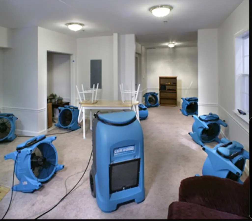 Air movers and dehumidifier setup for Water Damage Restoration in CaÃ±on City